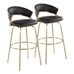 Jie 30" Contemporary Swivel Barstool Gold and Black (Set of 2) (Set of 2) 16 Jie 30" Contemporary Swivel Barstool Gold and Black (Set of 2) (Set of 2)