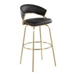 Jie 30" Contemporary Swivel Barstool Gold and Black (Set of 2) (Set of 2) 17 Jie 30" Contemporary Swivel Barstool Gold and Black (Set of 2) (Set of 2)
