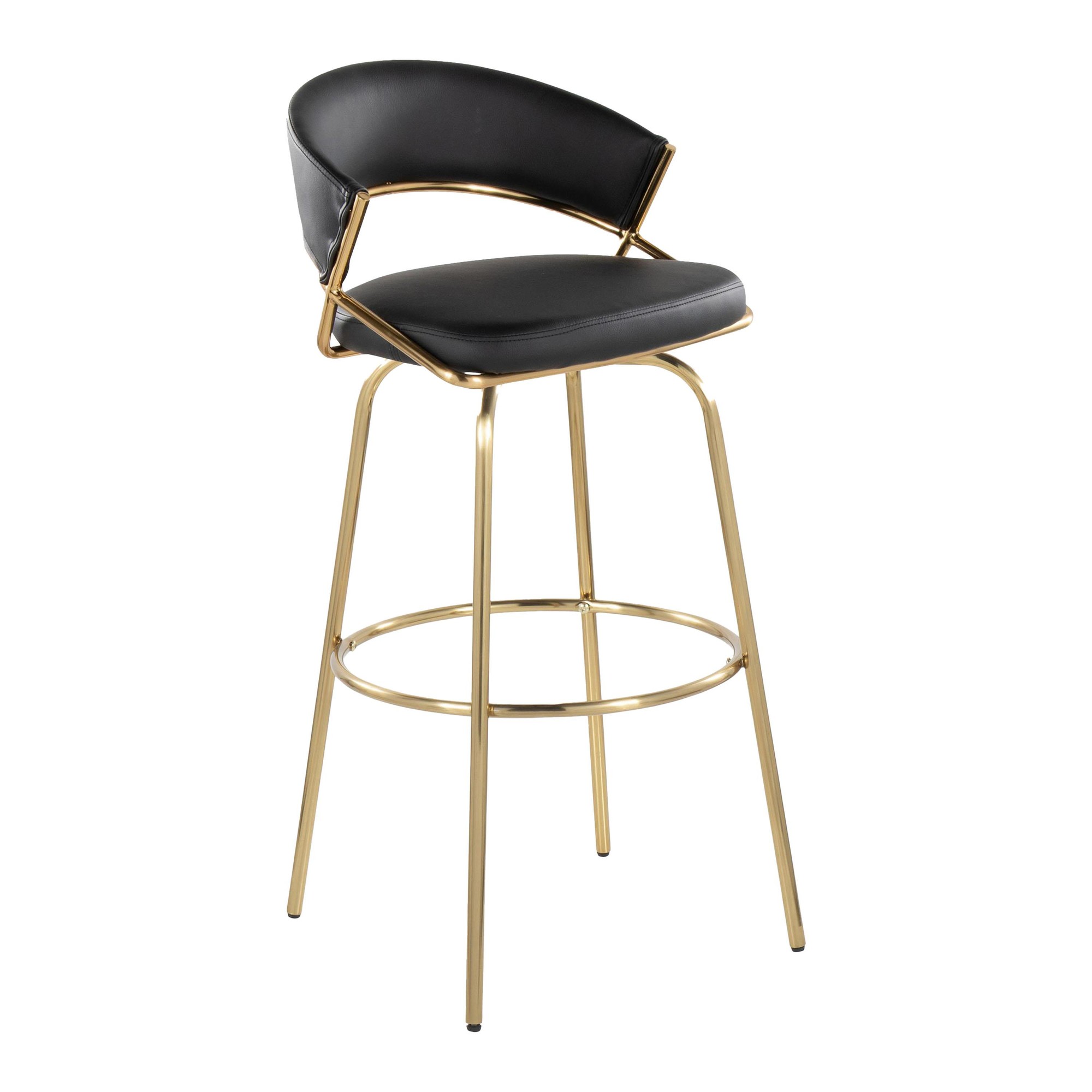 Jie 30" Contemporary Swivel Barstool Gold and Black (Set of 2) (Set of 2) 6 Jie 30" Contemporary Swivel Barstool Gold and Black (Set of 2) (Set of 2) - Image 6