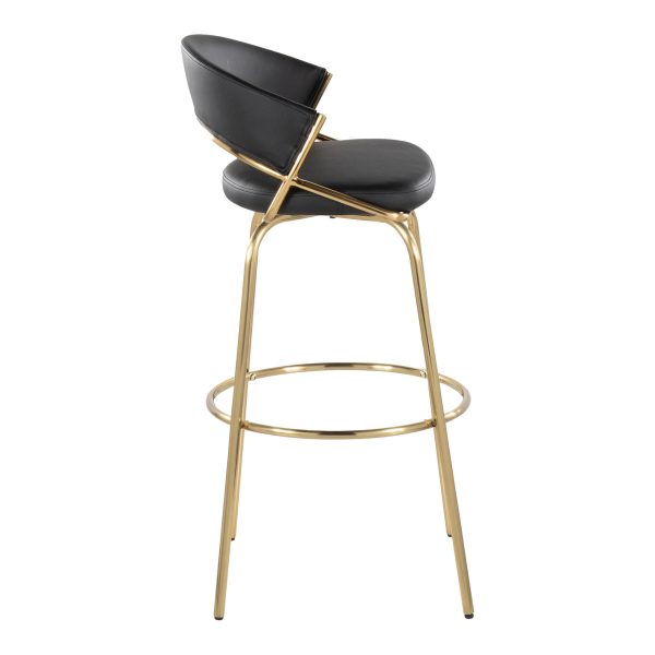 Jie 30 Contemporary Swivel Barstool Gold and Black Set of 2 Set of 2 6