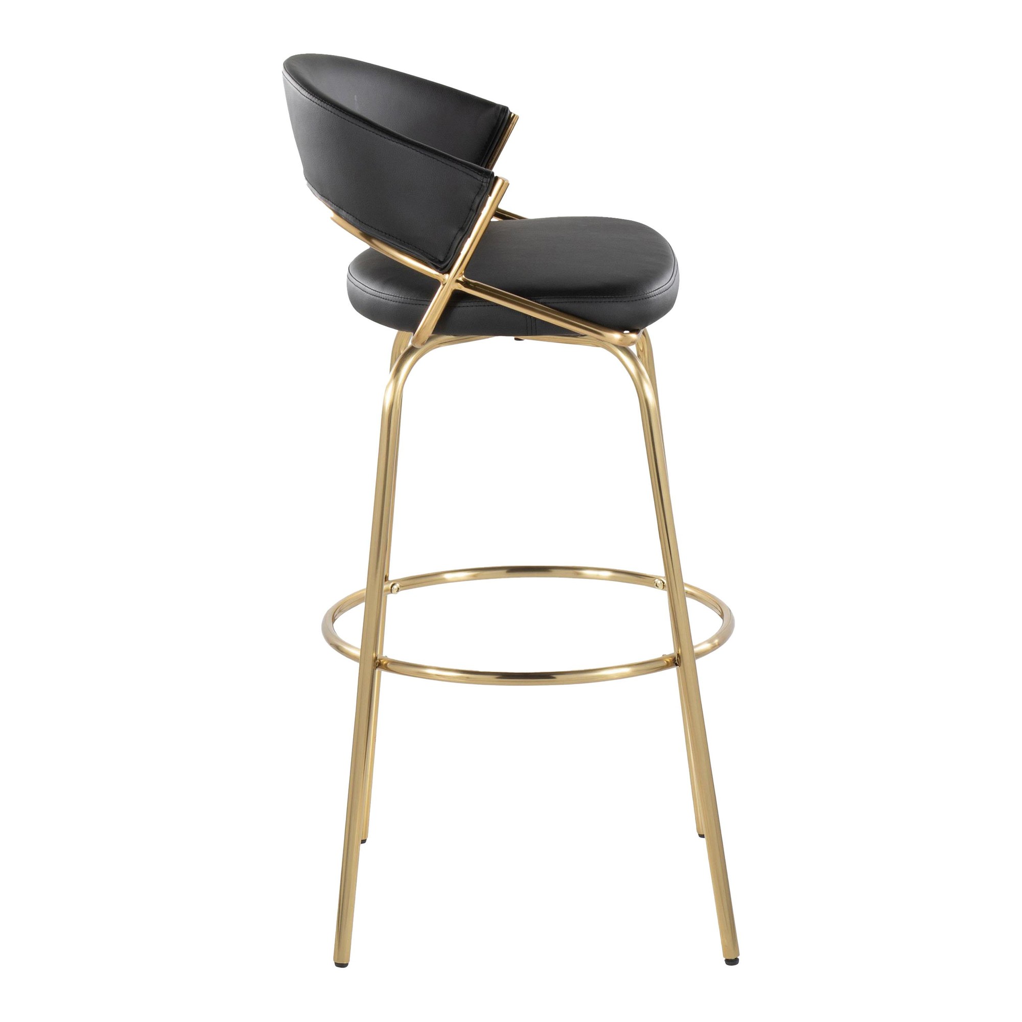 Jie 30" Contemporary Swivel Barstool Gold and Black (Set of 2) (Set of 2) 7 Jie 30" Contemporary Swivel Barstool Gold and Black (Set of 2) (Set of 2) - Image 7