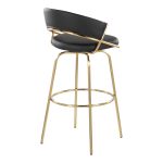 Jie 30" Contemporary Swivel Barstool Gold and Black (Set of 2) (Set of 2) 19 Jie 30" Contemporary Swivel Barstool Gold and Black (Set of 2) (Set of 2)