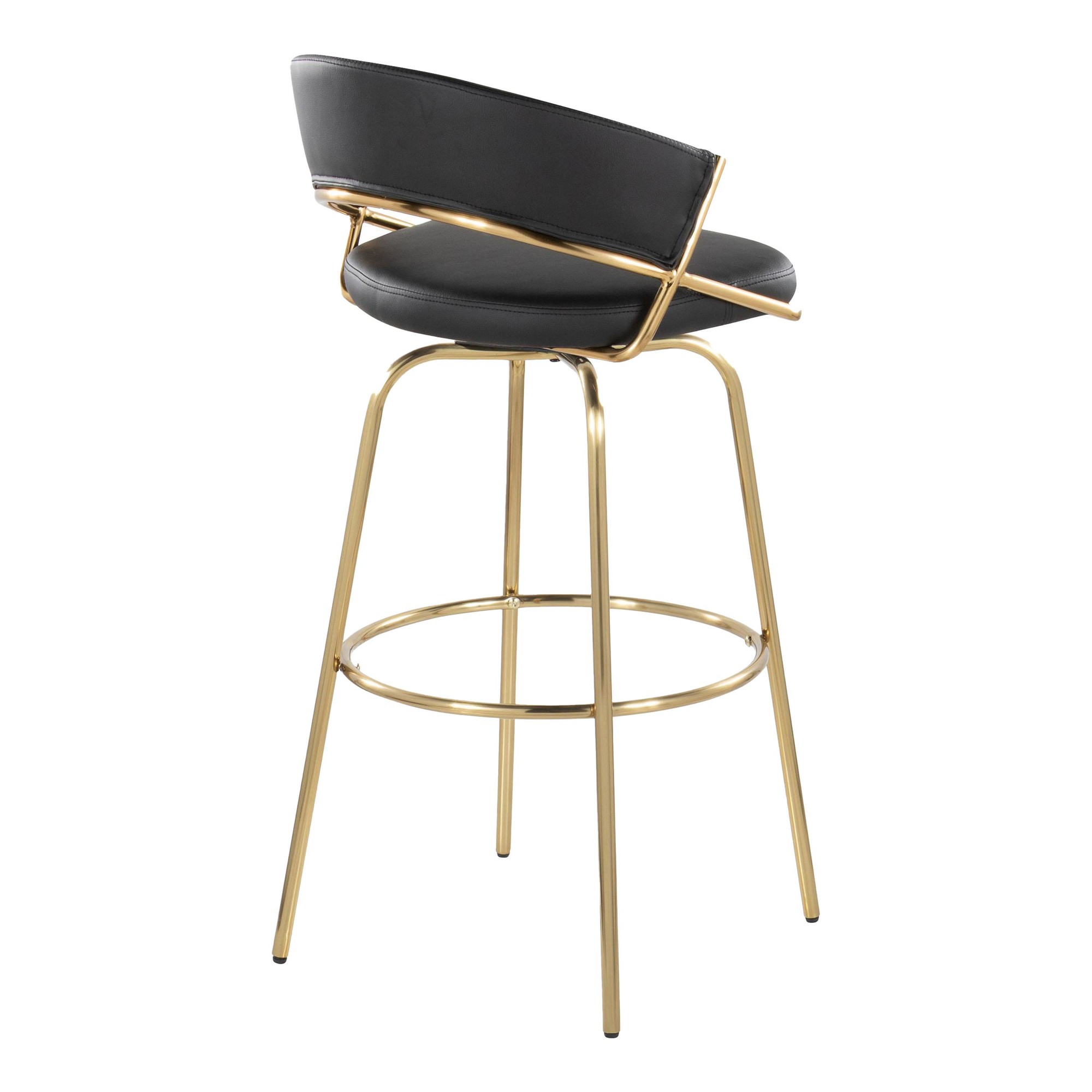 Jie 30" Contemporary Swivel Barstool Gold and Black (Set of 2) (Set of 2) 8 Jie 30" Contemporary Swivel Barstool Gold and Black (Set of 2) (Set of 2) - Image 8