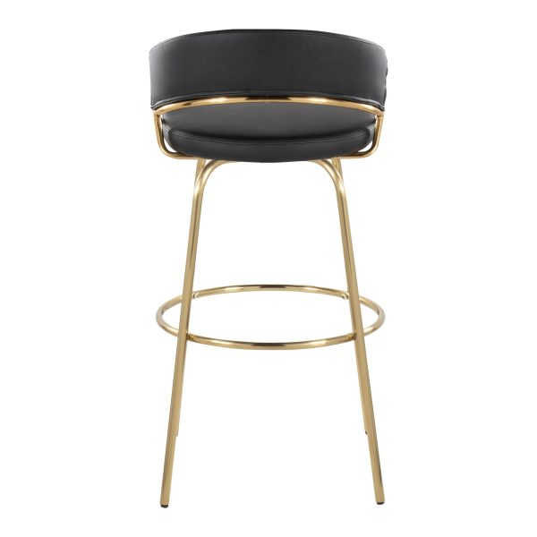 Jie 30 Contemporary Swivel Barstool Gold and Black Set of 2 Set of 2 8