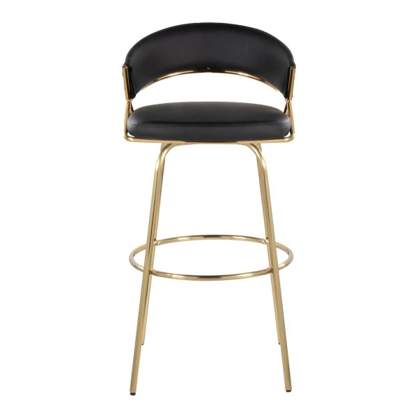 Jie 30 Contemporary Swivel Barstool Gold and Black Set of 2 Set of 2 9