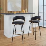 Jie 30" Contemporary Swivel Barstools Black and Gold (Set of 2) (Set of 2) 12 Jie 30" Contemporary Swivel Barstools Black and Gold (Set of 2) (Set of 2)