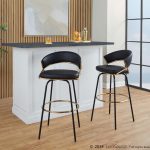 Jie 30" Contemporary Swivel Barstools Black and Gold (Set of 2) (Set of 2) 11 Jie 30" Contemporary Swivel Barstools Black and Gold (Set of 2) (Set of 2)