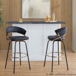 Jie 30" Contemporary Swivel Barstools Black and Gold (Set of 2) (Set of 2) 13 Jie 30" Contemporary Swivel Barstools Black and Gold (Set of 2) (Set of 2)