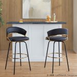 Jie 30" Contemporary Swivel Barstools Black and Gold (Set of 2) (Set of 2) 14 Jie 30" Contemporary Swivel Barstools Black and Gold (Set of 2) (Set of 2)