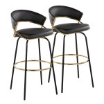 Jie 30" Contemporary Swivel Barstools Black and Gold (Set of 2) (Set of 2) 15 Jie 30" Contemporary Swivel Barstools Black and Gold (Set of 2) (Set of 2)