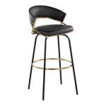 Jie 30" Contemporary Swivel Barstools Black and Gold (Set of 2) (Set of 2) 16 Jie 30" Contemporary Swivel Barstools Black and Gold (Set of 2) (Set of 2)