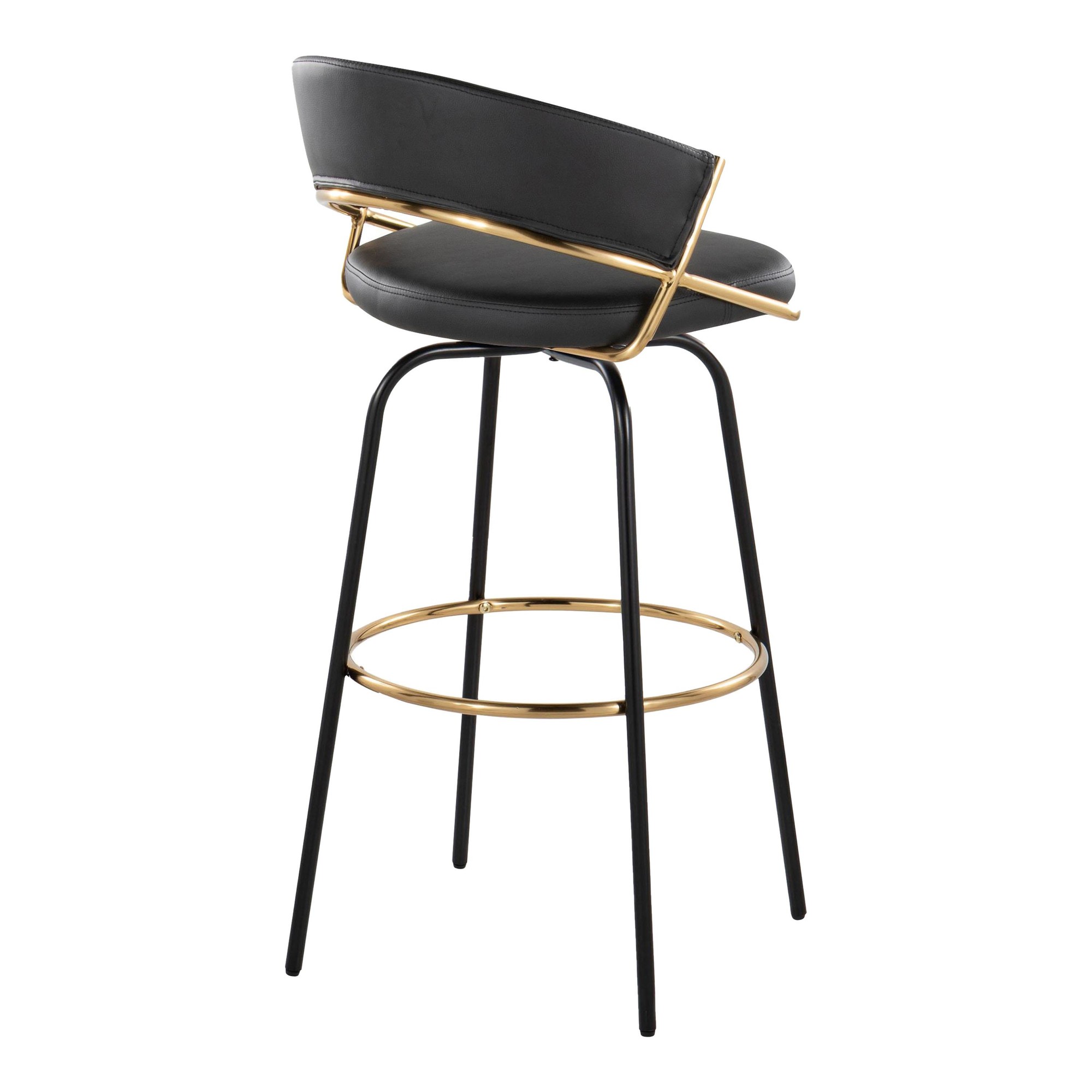 Jie 30" Contemporary Swivel Barstools Black and Gold (Set of 2) (Set of 2) 8 Jie 30" Contemporary Swivel Barstools Black and Gold (Set of 2) (Set of 2) - Image 8