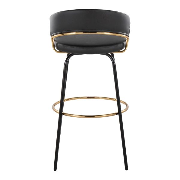 Jie 30 Contemporary Swivel Barstools Black and Gold Set of 2 Set of 2 8