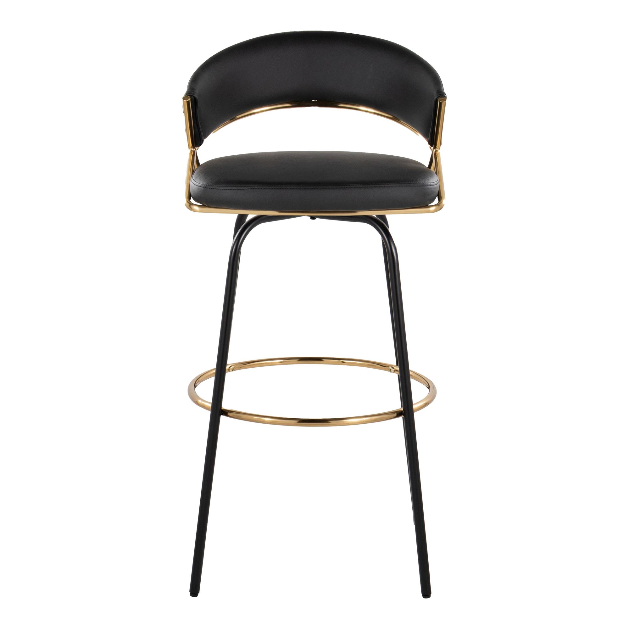 Jie 30" Contemporary Swivel Barstools Black and Gold (Set of 2) (Set of 2) 10 Jie 30" Contemporary Swivel Barstools Black and Gold (Set of 2) (Set of 2) - Image 10
