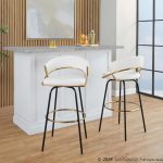 Jie 30 Gold and White Contemporary Barstools (Set of 2) 14 Jie 30 Gold and White Contemporary Barstools (Set of 2)