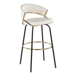 Jie 30 Gold and White Contemporary Barstools (Set of 2) 23 Jie 30 Gold and White Contemporary Barstools (Set of 2)
