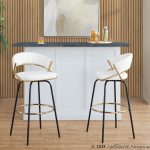 Jie 30 Gold and White Contemporary Barstools (Set of 2) 15 Jie 30 Gold and White Contemporary Barstools (Set of 2)