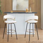 Jie 30 Gold and White Contemporary Barstools (Set of 2) 16 Jie 30 Gold and White Contemporary Barstools (Set of 2)