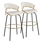 Jie 30 Gold and White Contemporary Barstools (Set of 2) 17 Jie 30 Gold and White Contemporary Barstools (Set of 2)