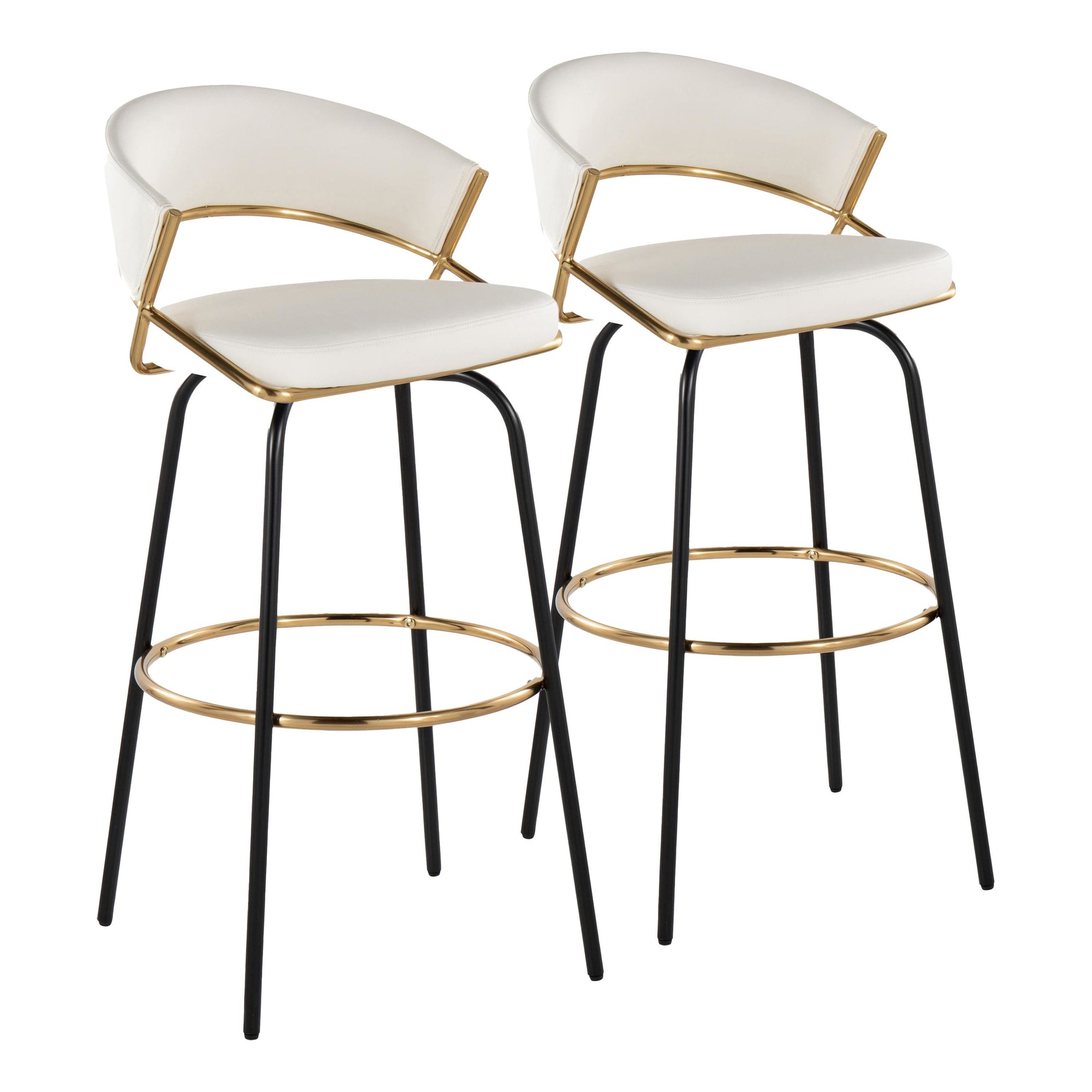 Jie 30 Gold and White Contemporary Barstools (Set of 2) 5 Jie 30 Gold and White Contemporary Barstools (Set of 2) - Image 5