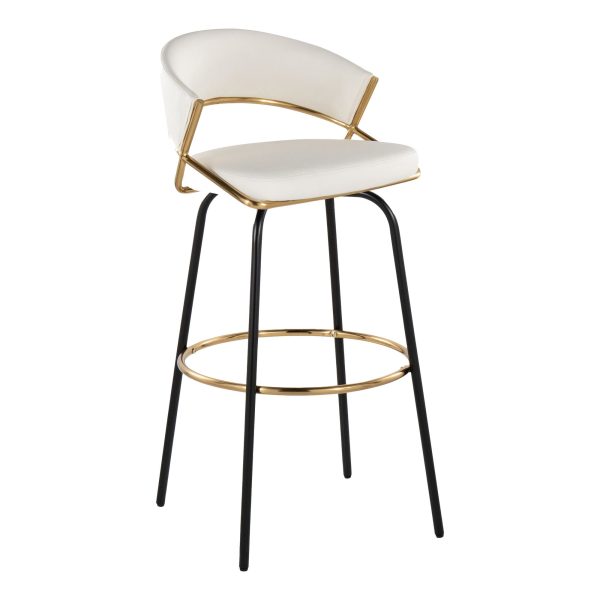 Jie 30 Gold and White Contemporary Barstools Set of 2 5