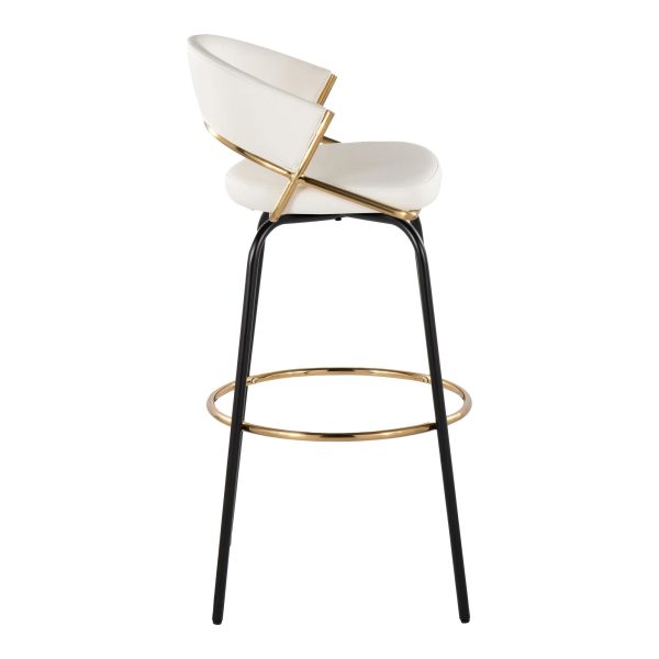 Jie 30 Gold and White Contemporary Barstools Set of 2 6