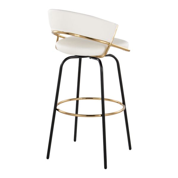 Jie 30 Gold and White Contemporary Barstools Set of 2 7