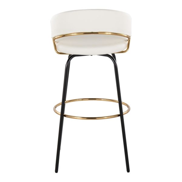 Jie 30 Gold and White Contemporary Barstools Set of 2 8