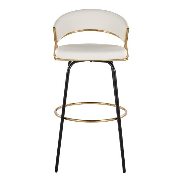 Jie 30 Gold and White Contemporary Barstools Set of 2 9
