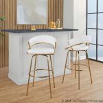 Jie 30-Inch Gold Contemporary Swivel Barstool White Faux Leather (Set of 2) 12 Jie 30-Inch Gold Contemporary Swivel Barstool White Faux Leather (Set of 2)