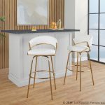 Jie 30-Inch Gold Contemporary Swivel Barstool White Faux Leather (Set of 2) 11 Jie 30-Inch Gold Contemporary Swivel Barstool White Faux Leather (Set of 2)