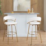 Jie 30-Inch Gold Contemporary Swivel Barstool White Faux Leather (Set of 2) 13 Jie 30-Inch Gold Contemporary Swivel Barstool White Faux Leather (Set of 2)
