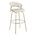 Jie 30-Inch Gold Contemporary Swivel Barstool White Faux Leather (Set of 2) 16 Jie 30-Inch Gold Contemporary Swivel Barstool White Faux Leather (Set of 2)