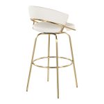 Jie 30-Inch Gold Contemporary Swivel Barstool White Faux Leather (Set of 2) 18 Jie 30-Inch Gold Contemporary Swivel Barstool White Faux Leather (Set of 2)