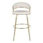 Jie 30-Inch Gold Contemporary Swivel Barstool White Faux Leather (Set of 2) 20 Jie 30-Inch Gold Contemporary Swivel Barstool White Faux Leather (Set of 2)