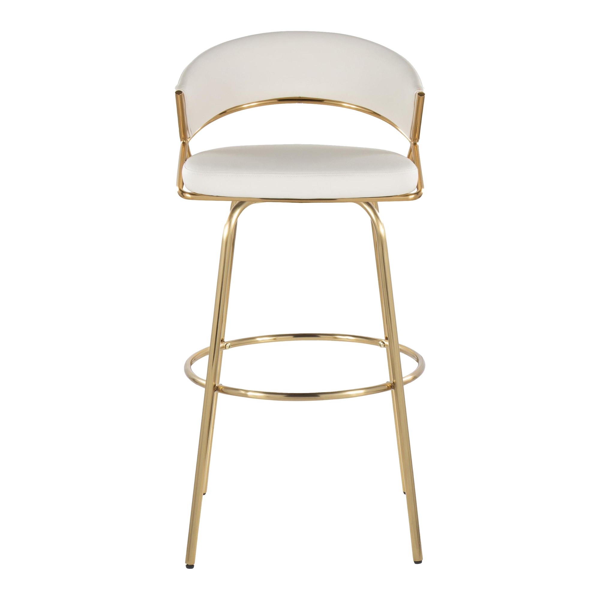 Jie 30-Inch Gold Contemporary Swivel Barstool White Faux Leather (Set of 2) 10 Jie 30-Inch Gold Contemporary Swivel Barstool White Faux Leather (Set of 2) - Image 10