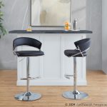 Jie Chrome and Black Faux Leather Contemporary Barstool (Set of 2) 14 Jie Chrome and Black Faux Leather Contemporary Barstool (Set of 2)
