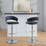 Jie Chrome and Black Faux Leather Contemporary Barstool (Set of 2) 15 Jie Chrome and Black Faux Leather Contemporary Barstool (Set of 2)
