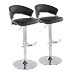 Jie Chrome and Black Faux Leather Contemporary Barstool (Set of 2) 16 Jie Chrome and Black Faux Leather Contemporary Barstool (Set of 2)
