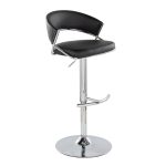 Jie Chrome and Black Faux Leather Contemporary Barstool (Set of 2) 17 Jie Chrome and Black Faux Leather Contemporary Barstool (Set of 2)