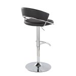 Jie Chrome and Black Faux Leather Contemporary Barstool (Set of 2) 19 Jie Chrome and Black Faux Leather Contemporary Barstool (Set of 2)