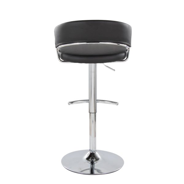 Jie Chrome and Black Faux Leather Contemporary Barstool Set of 2 8