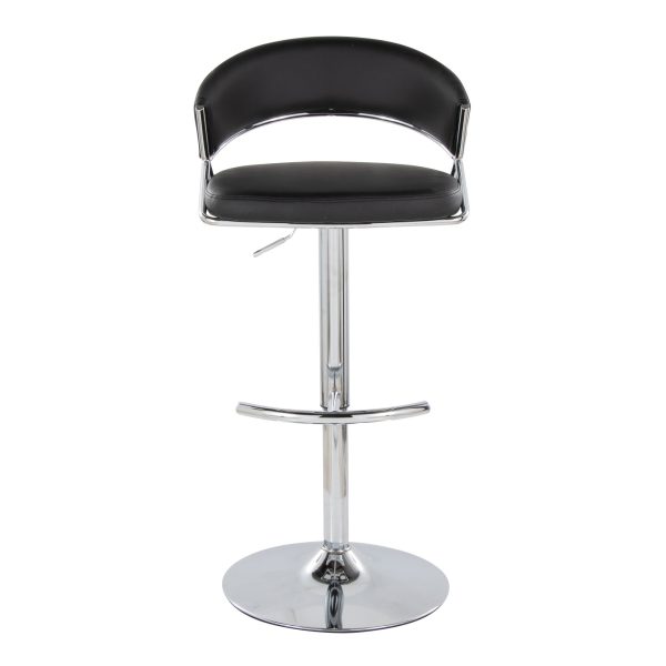 Jie Chrome and Black Faux Leather Contemporary Barstool Set of 2 9