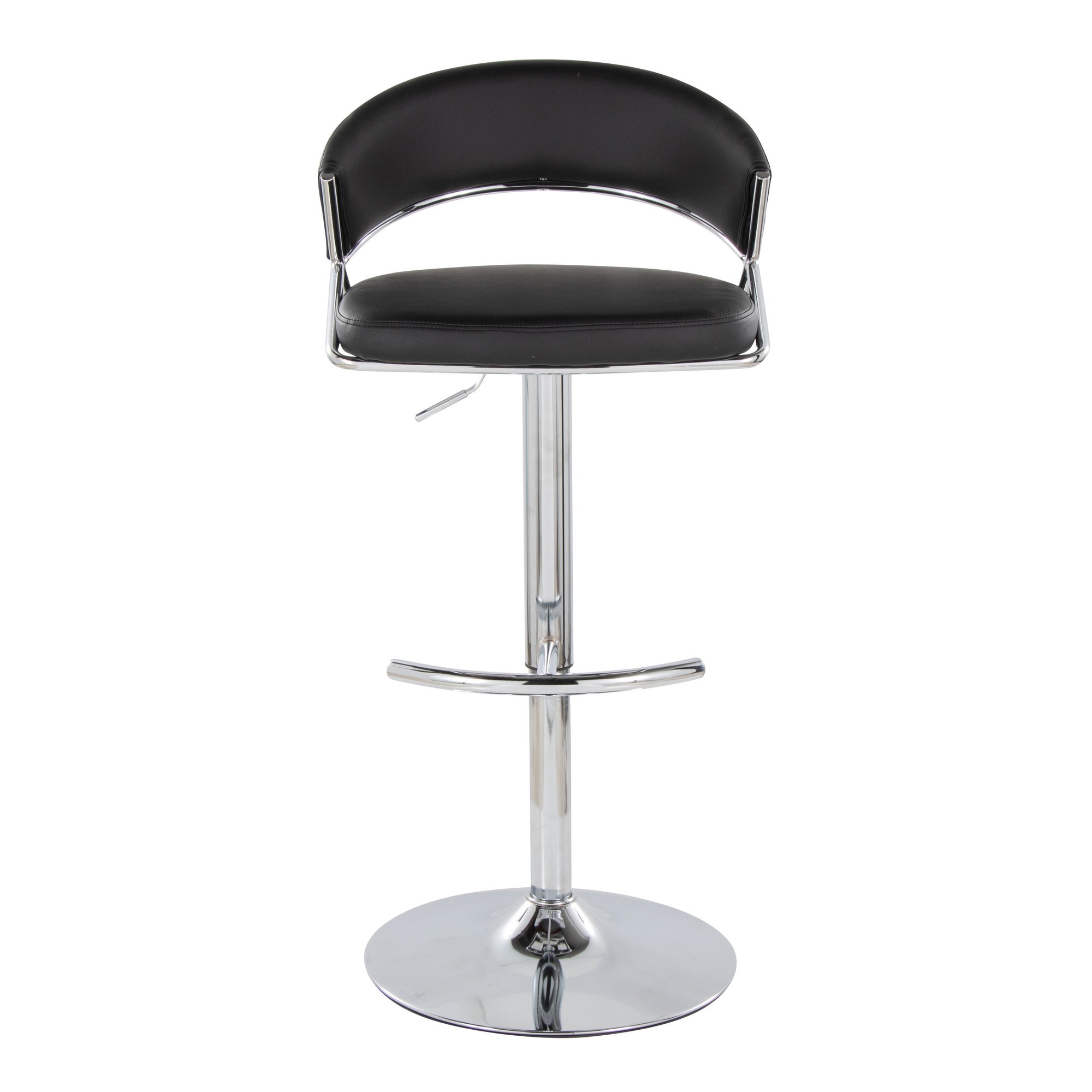 Jie Chrome and Black Faux Leather Contemporary Barstool (Set of 2) 10 Jie Chrome and Black Faux Leather Contemporary Barstool (Set of 2) - Image 10