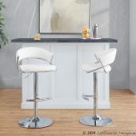 Jie Chrome and White Contemporary Swivel Barstools (Set of 2) 14 Jie Chrome and White Contemporary Swivel Barstools (Set of 2)