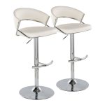Jie Chrome and White Contemporary Swivel Barstools (Set of 2) 16 Jie Chrome and White Contemporary Swivel Barstools (Set of 2)
