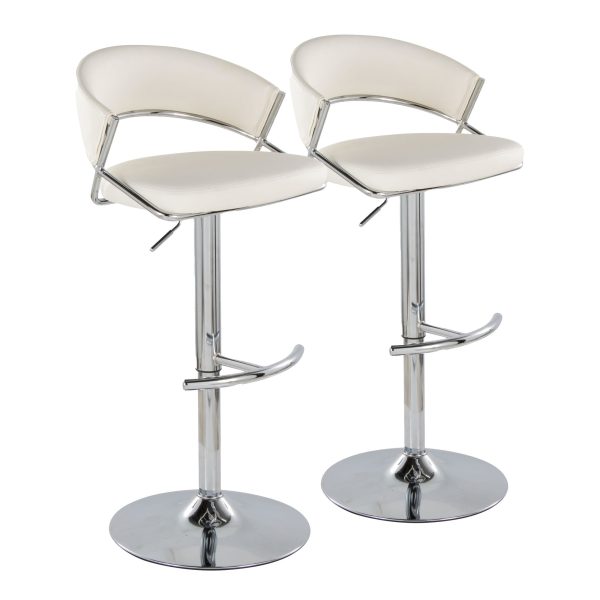 Jie Chrome and White Contemporary Swivel Barstools Set of 2 4