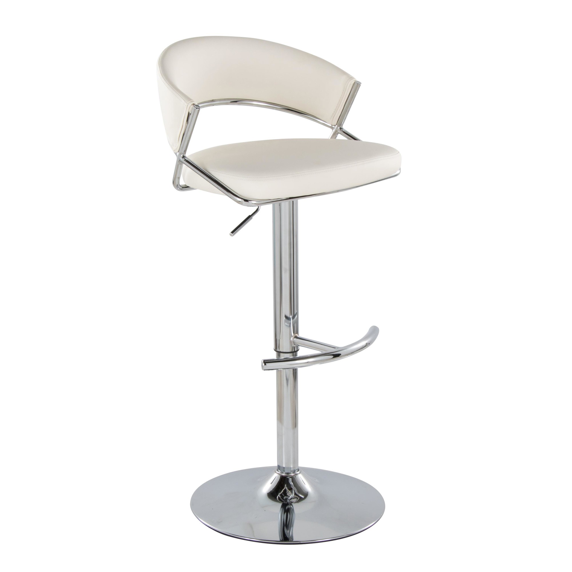 Jie Chrome and White Contemporary Swivel Barstools (Set of 2) 6 Jie Chrome and White Contemporary Swivel Barstools (Set of 2) - Image 6