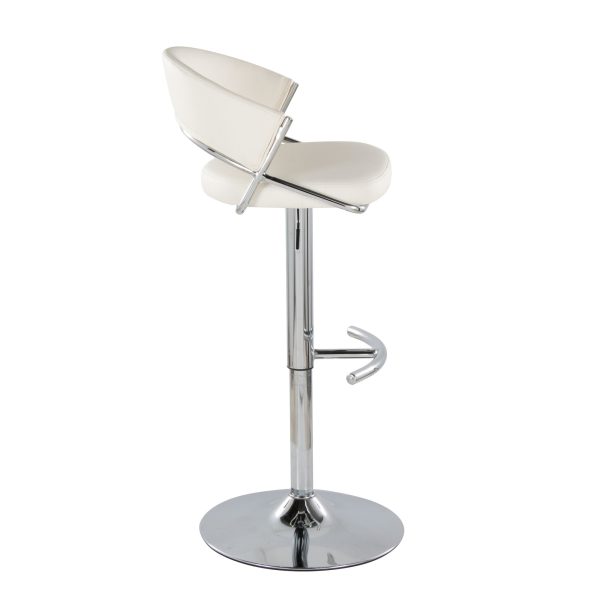Jie Chrome and White Contemporary Swivel Barstools Set of 2 6