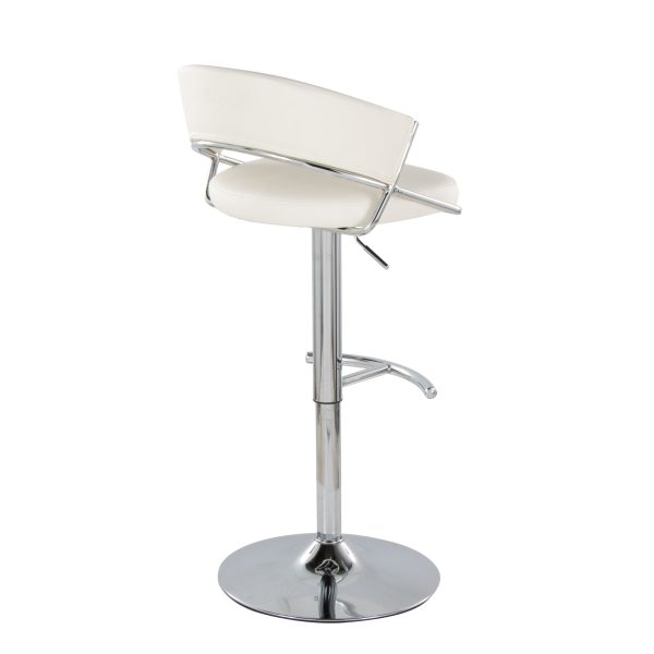 Jie Chrome and White Contemporary Swivel Barstools Set of 2 7